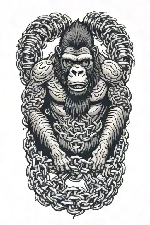 Gorilla Breaking Out Of Chain