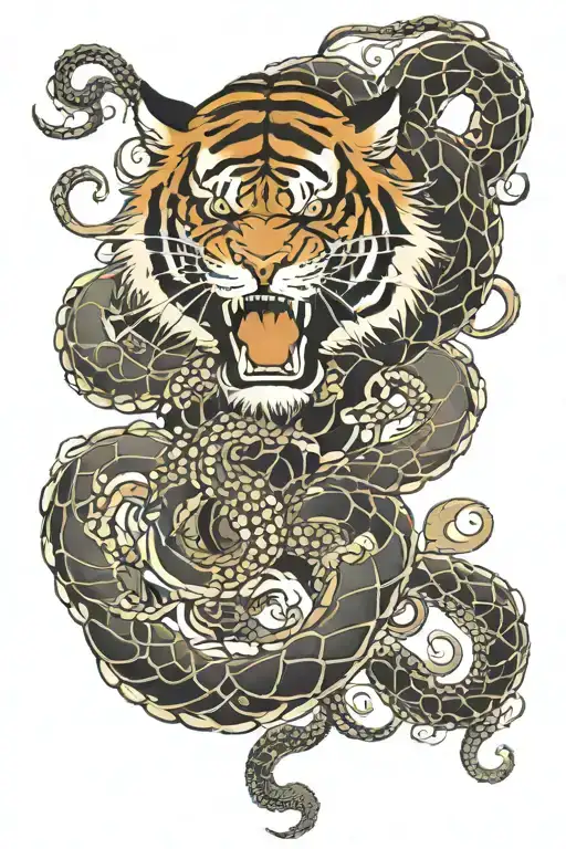 Tiger And Octopus Wrapped