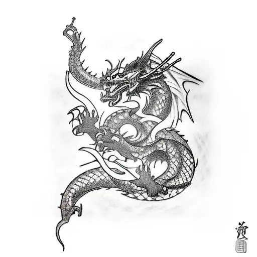 A Sword A Dragon And The Japanese Sign For Crisis