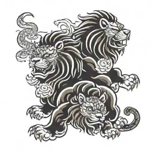 Two Shishi Lion Male And Female