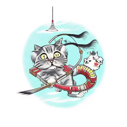 Cat Riding Broomstick