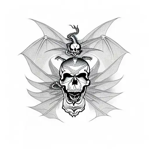Dragon And Dragonfly Skull