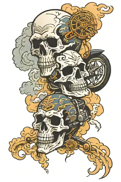 Clouds In The Form Of A Skull And A Motorcycle