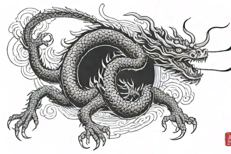 Black Japan Dragon Without Wings