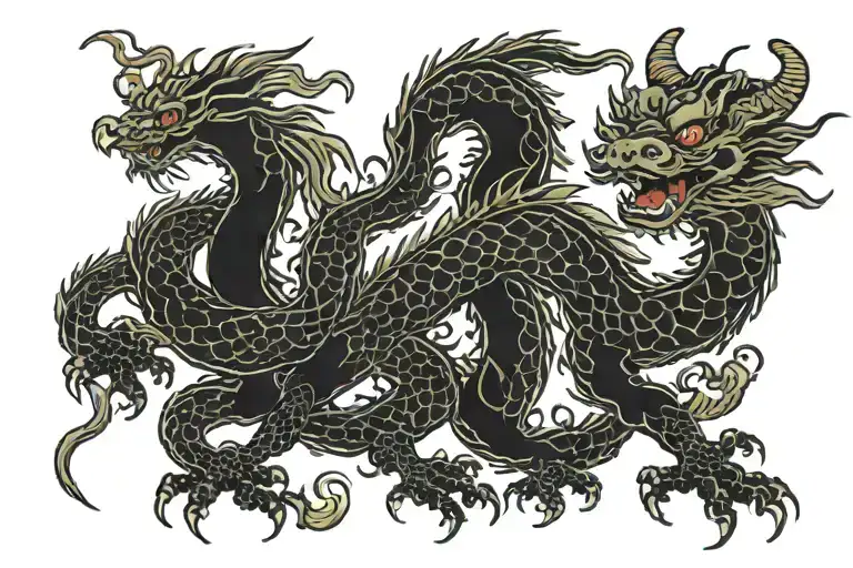 Black Japan Dragon Without Wings