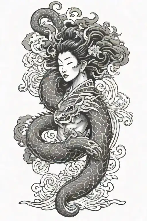 Mythology Inspired Tattoo Black Grey