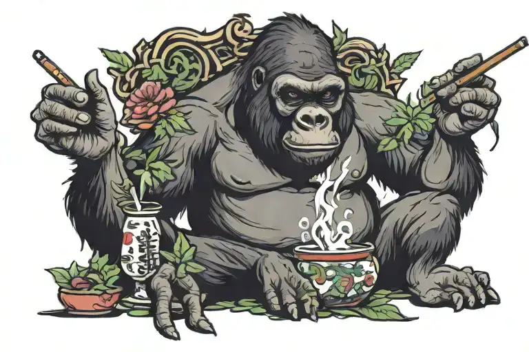 Gorilla Smoking Weed