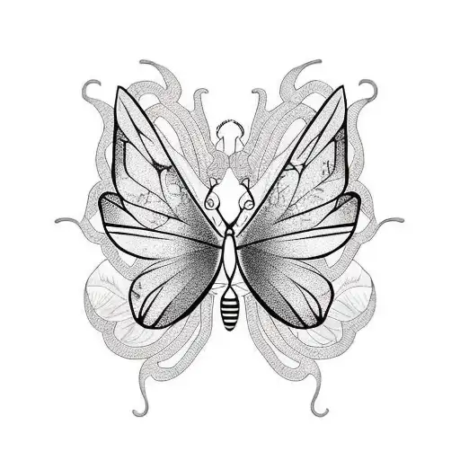 A Butterfly Made Up Of Intricate Leaf Patterns