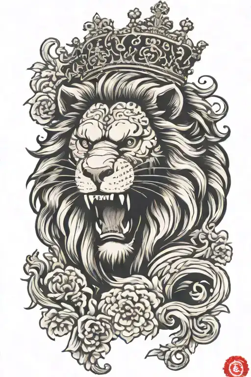 Lion With Baroque Crown Roaring