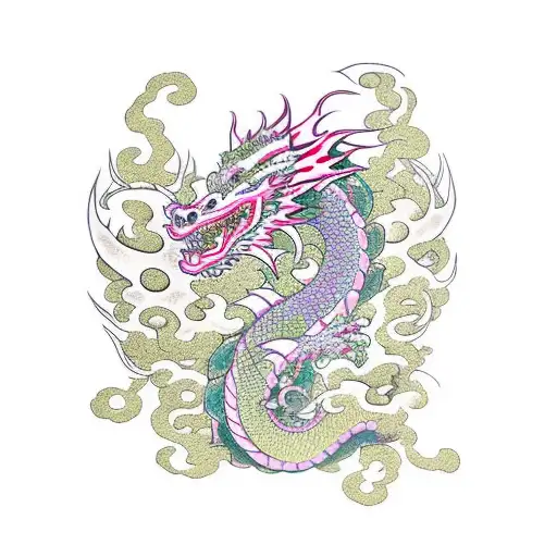 Dragon Surrounded By Flowers