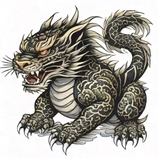 Dragon With Baby Tiger Face