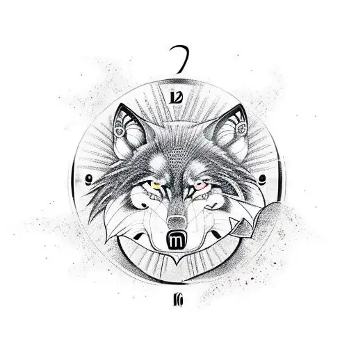 Time Travel Clock With Howling Wolf