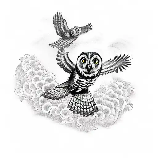 Mean Looking Tawny Owl Flying To Attack Prey