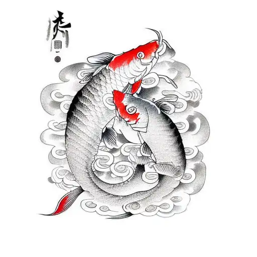 Carp Koi And Dragon