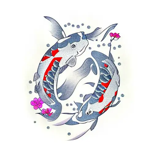 Lighting With Koi Fish And Cherry Blossom Petals