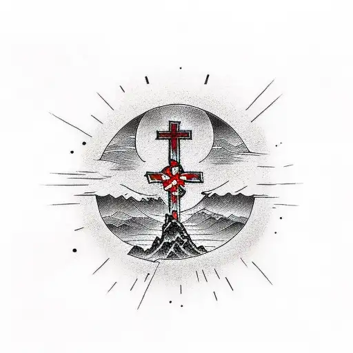 Christian Cross With A Sequoia Tree