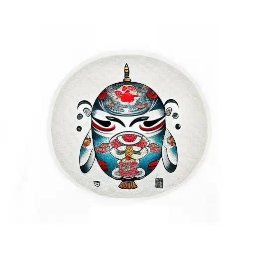 Daruma With Coi Fish
