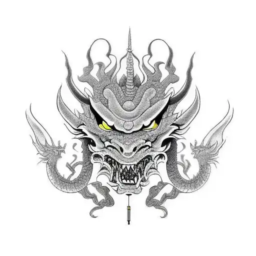 Dragon And Oni Mask