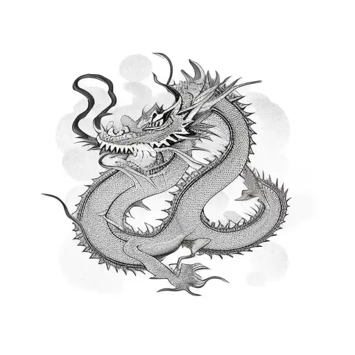 Thin Dragon Black And White