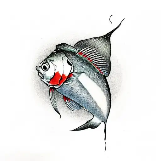 Fish With Snowdrop And A Ladybug