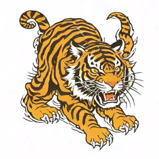 Yakuza Tiger Holding Golden Pig