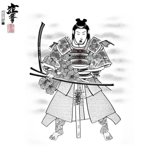 Samurai With Sakura Background