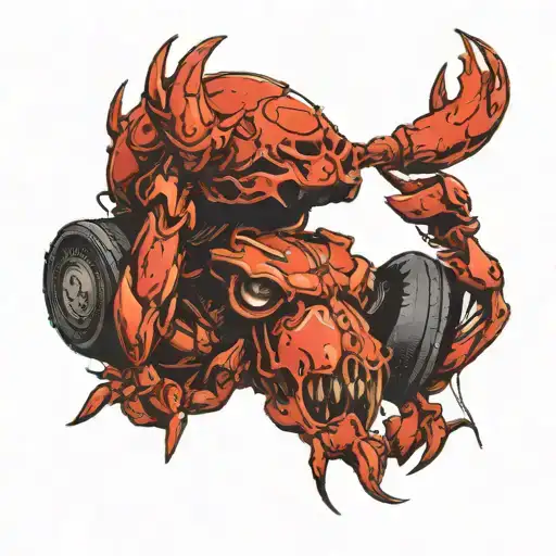 Crab Being Crushed Skull Wearing Headphones
