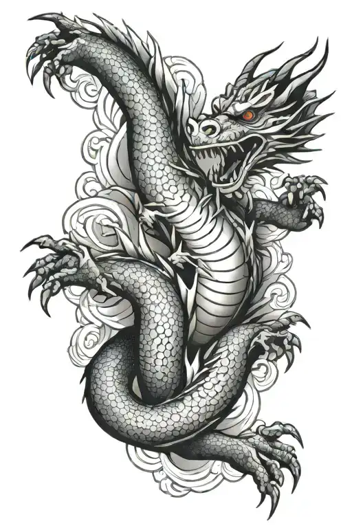 Dragon Surrounding The Arm With Rays
