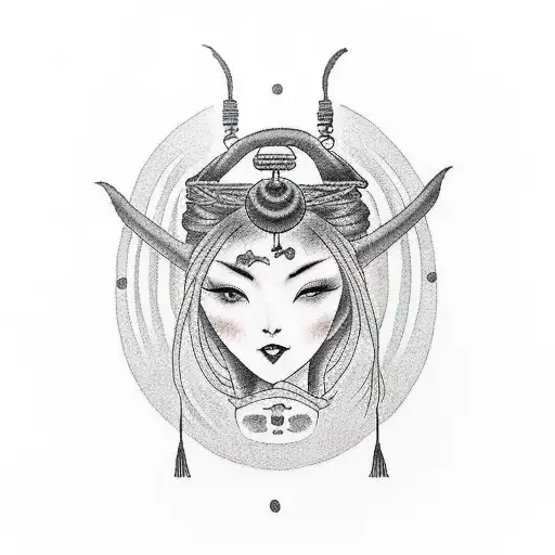 Long Black Haired Woman Looking Like A Witch Holding A Gas Lamp