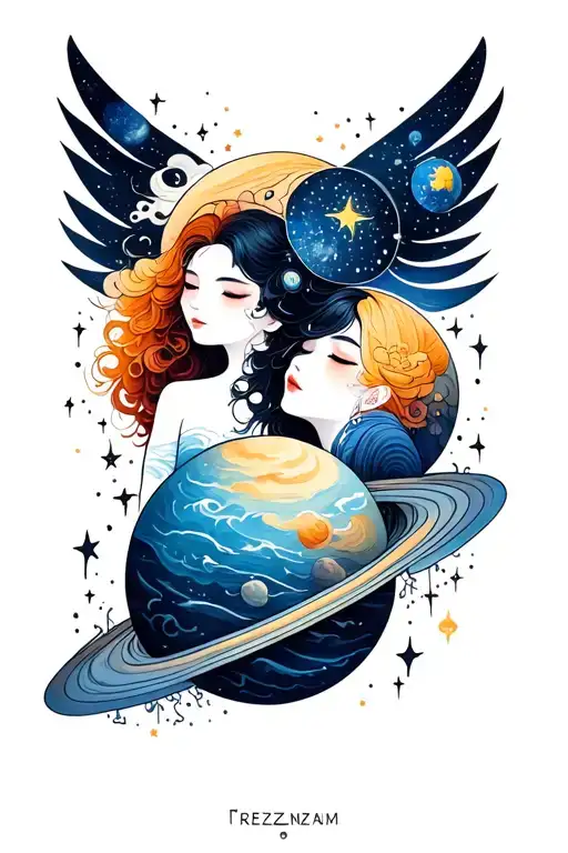 Universe Planets Galaxy Filled With Stars And 2 Lovers