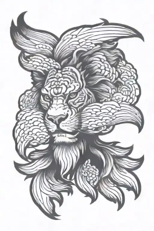 Lion Head Tattoo Holding