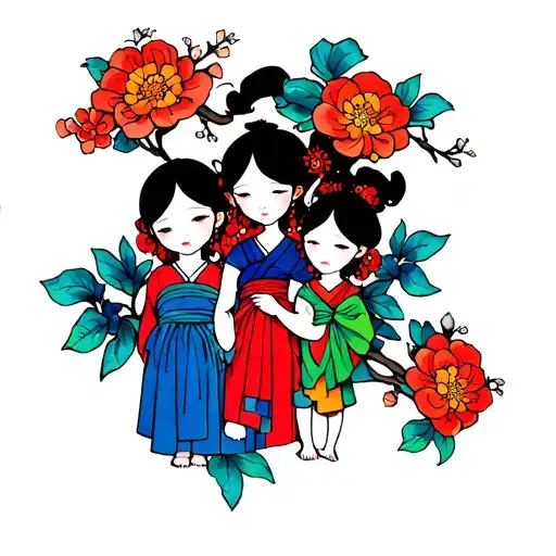 I Want A Color Tattoo Representing My 4 Children 1 Boy 3 Girl One Piece Themed