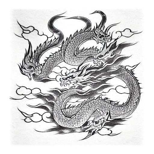 Front Facing Dragon Chest With Trailing Tail Down Stomach