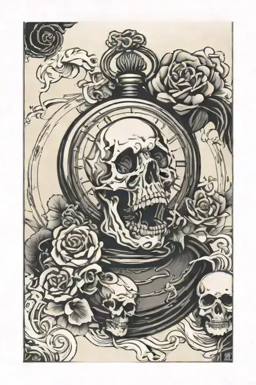 Pocket Watch With Skull