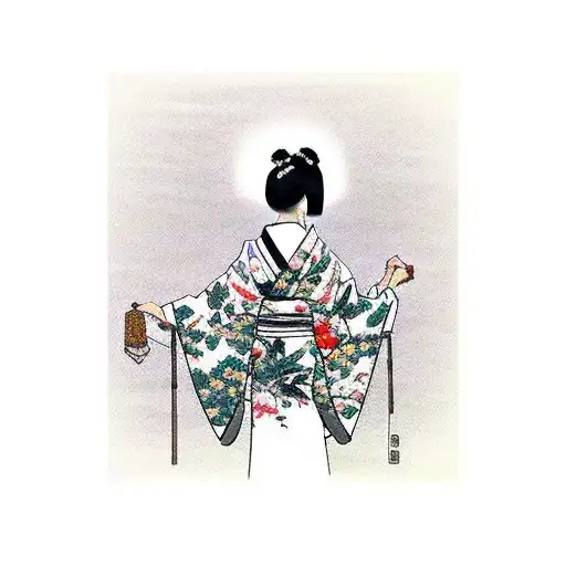 Geisha Wearing A Kimono Surrounded By A Serene Bamboo Forest