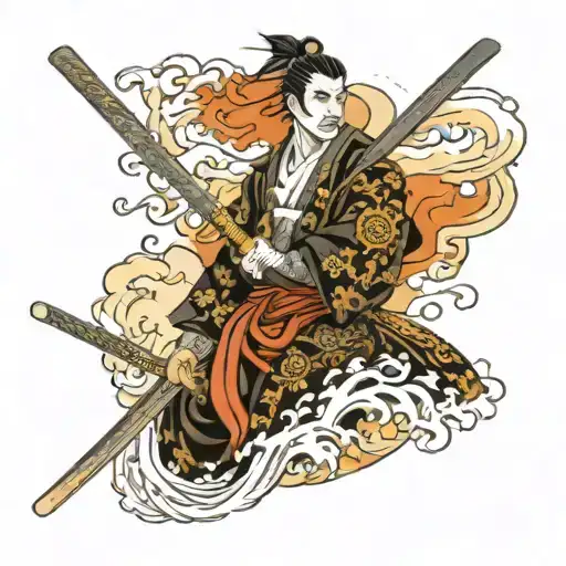 Samurai Holding Katana Sword