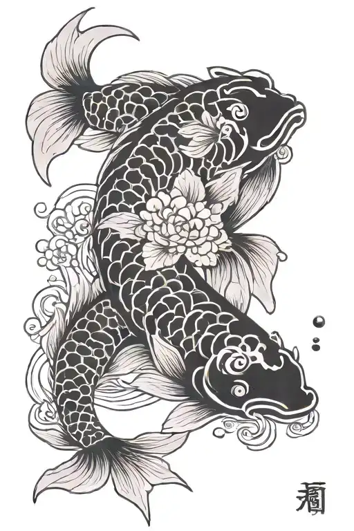 Finger And Koi Fish Swimming