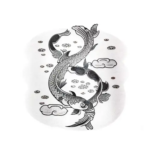 Sleeve With A Japanese Temple And Koi Fish And Cherry Blossoms