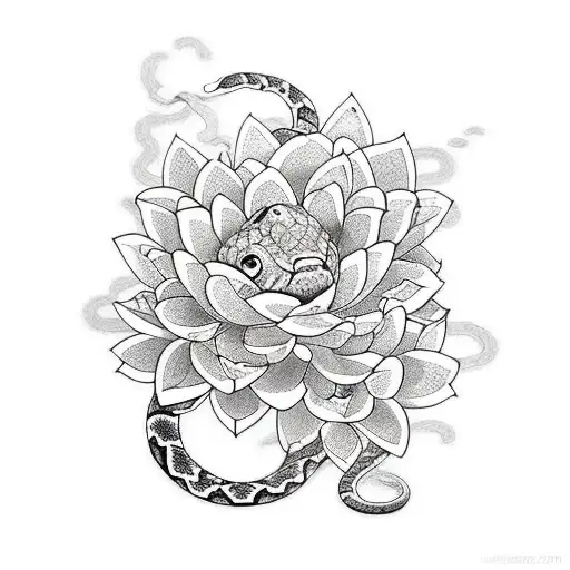 Snakes With Lotus Flowers And Thorns