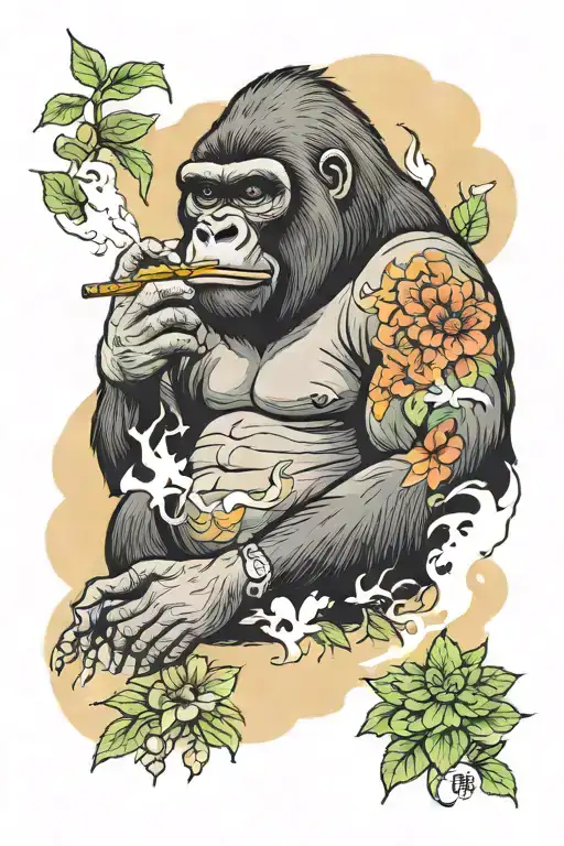 Gorilla Smoking Weed