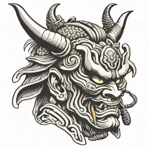 Samurai With Bow Oni Mask