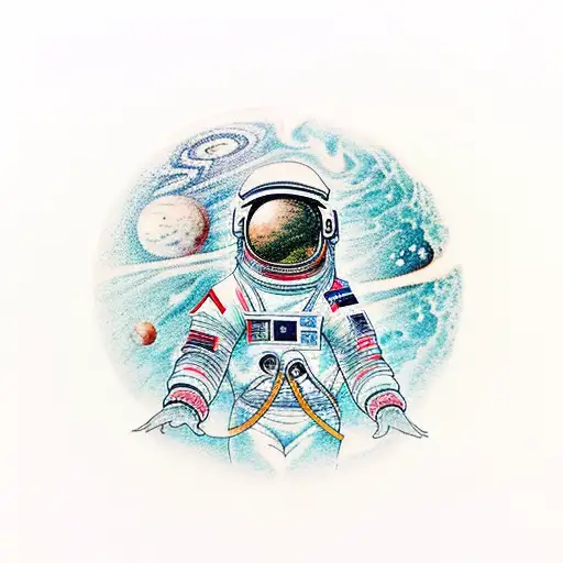 Astronaut Sitting On Jupiter Looking At Space