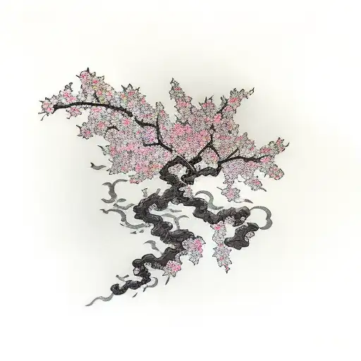 Cherry Blossom Tree With Phoenix