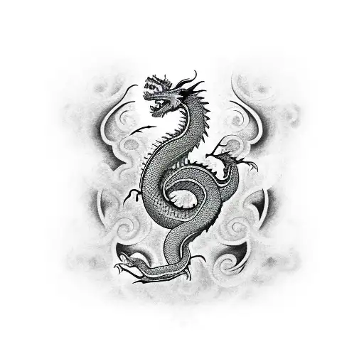 Dragon Around Roman Numeral 4