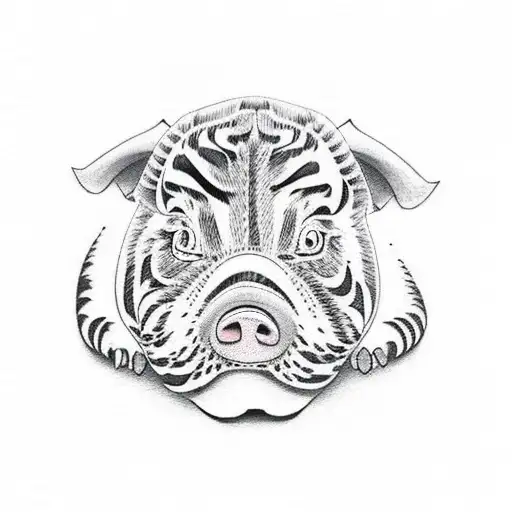 A Pig A Tiger A Dog And A Bull Playing Together