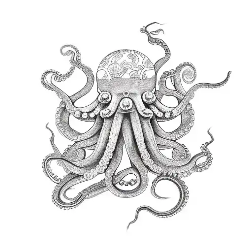 A Detailed Octopus With Its Arms Forming Intricate Patterns