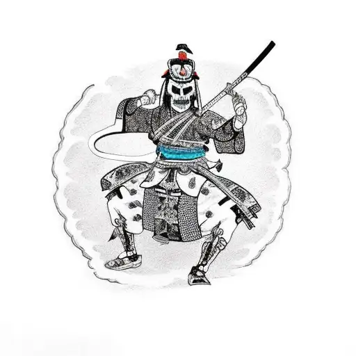 Samurai Fighting A Skeleton