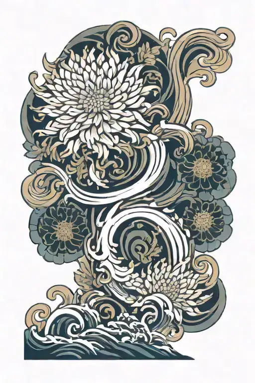 Chrysantemum And Water Flowing