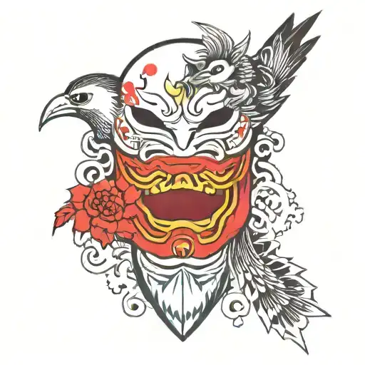 Bird And Mask Split In Half