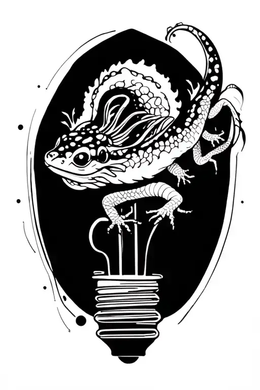 Salamander In A Lightbulb Abstract Design
